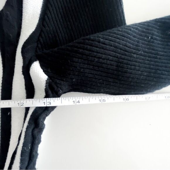 Papillon Blanc Dress Sweater Knit Tunic Black White Striped Women's L Pullover - Picture 4 of 7